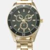 Pier One Unisex - Montre - Gold-Coloured/Green -Pier One 1156820157844b55ac199bd98e887062