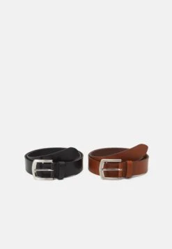 Pier One Leather 2 Pack - Ceinture - Cognac/Black